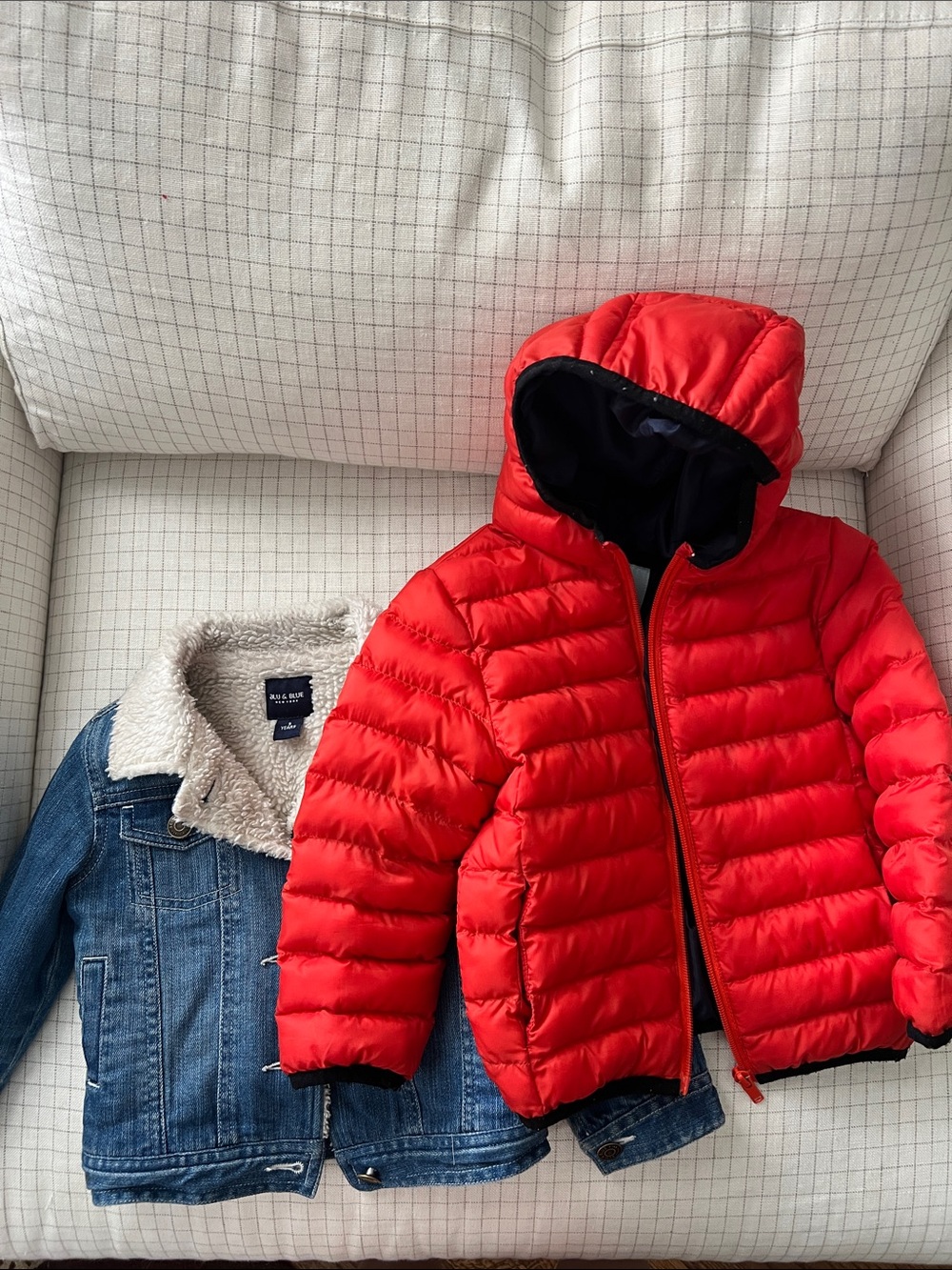 Bundle of two boys jackets, puffer and denim sizes 2/3T
